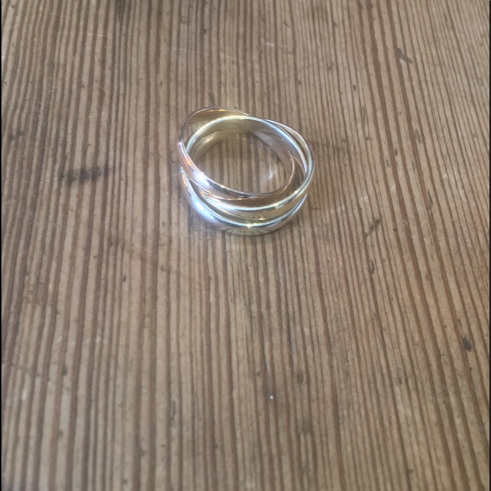 14k Gold Rolling 3 Ring Bands White Yellow Rose Vintage Pre owned Size 6-6.5